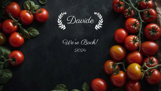 logo with tomatoes and we're back 2024